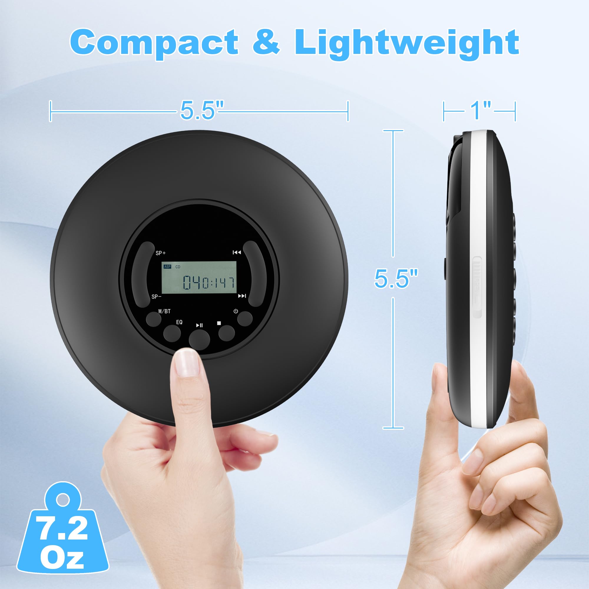 Amazon.co.jp: CDプレーヤーポータブル、ステレオイヤホンとBluetooth